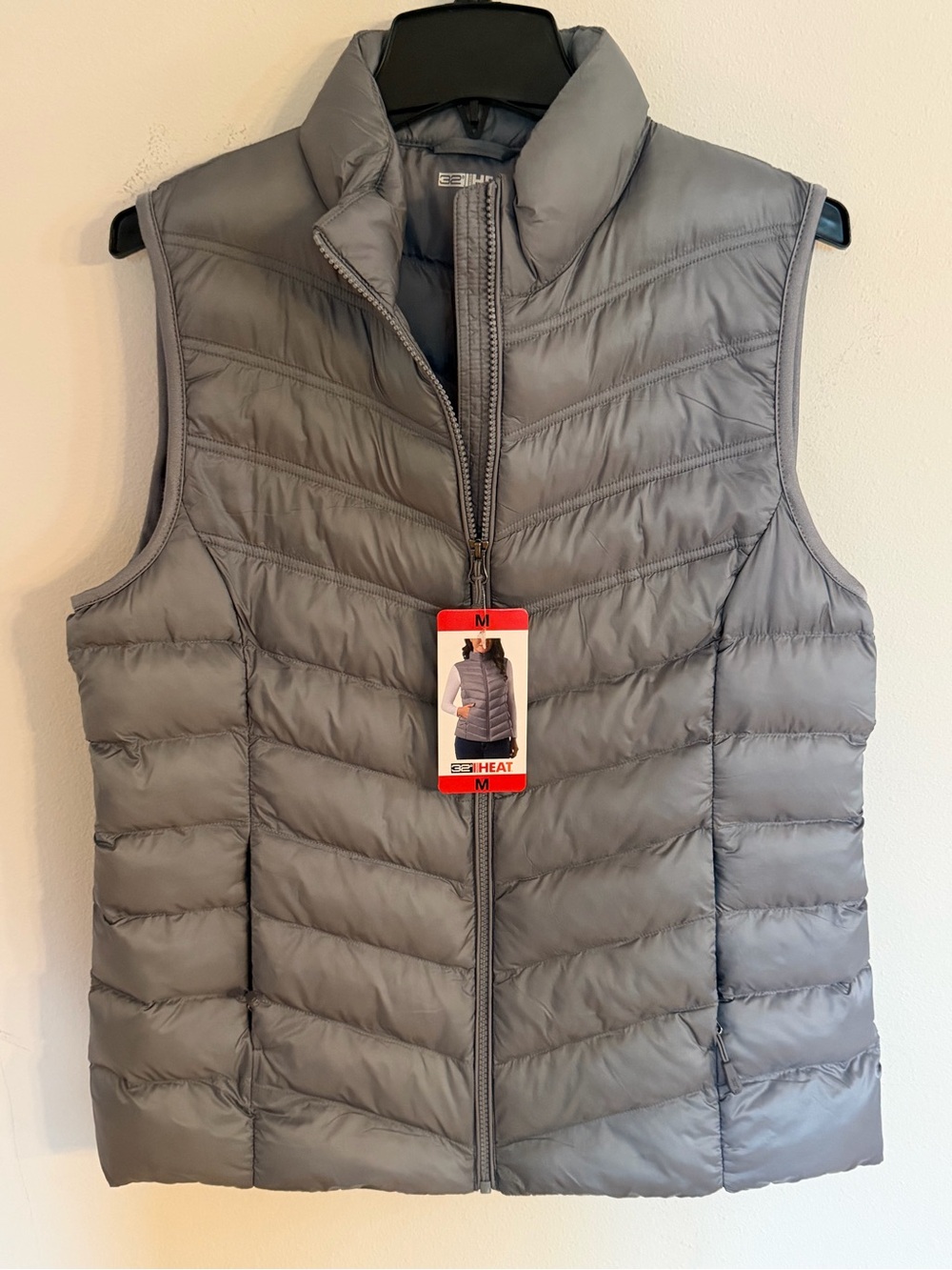 32 Degrees Puffy Quilted Vest - Gray Sz M NWT